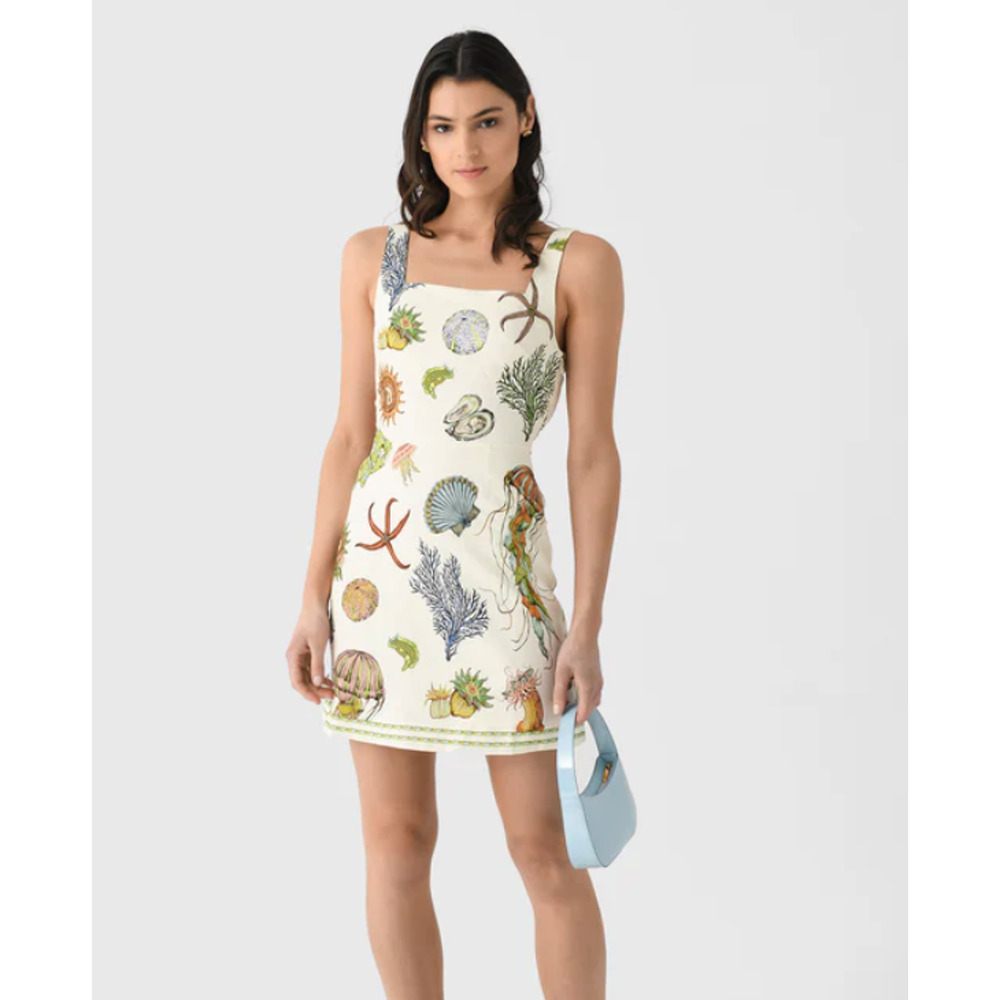 ALEMAIS + Sam Pauletto Sea printed linen mini dress US 4 - Picture 3 of 12